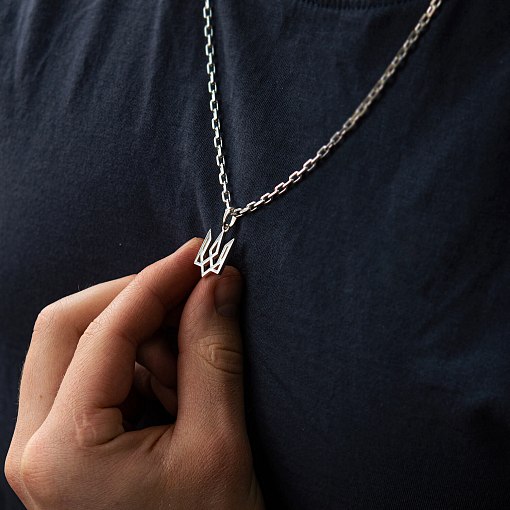 Подвеска "Герб Украины - Тризуб" в белом золоте п03719 6