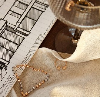 Золотой браслет "Кубики - шарики" б05104 №6