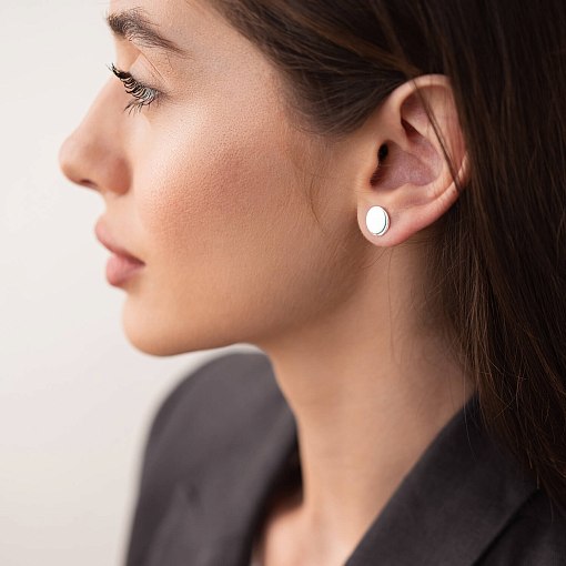 Золотые серьги - пусеты "Зеркальные" с07887 4