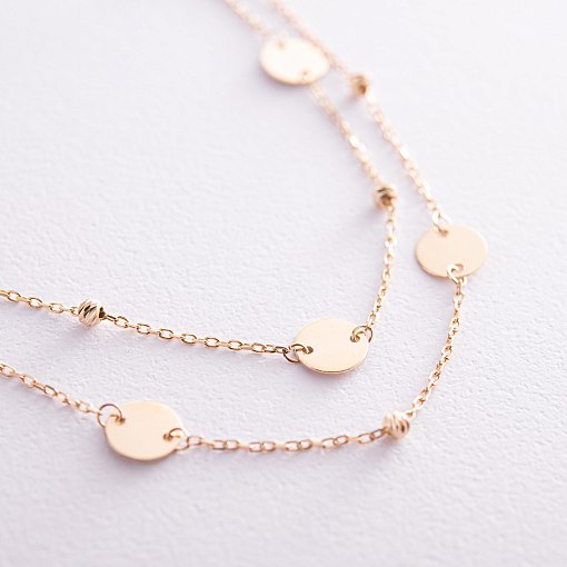 Двойное колье "Монетки" из желтого золота кол01874 6