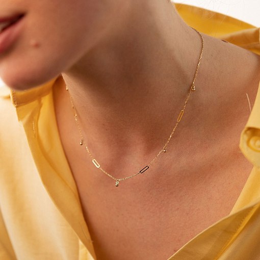 Кольє з кульками в жовтому золоті кол02384 3