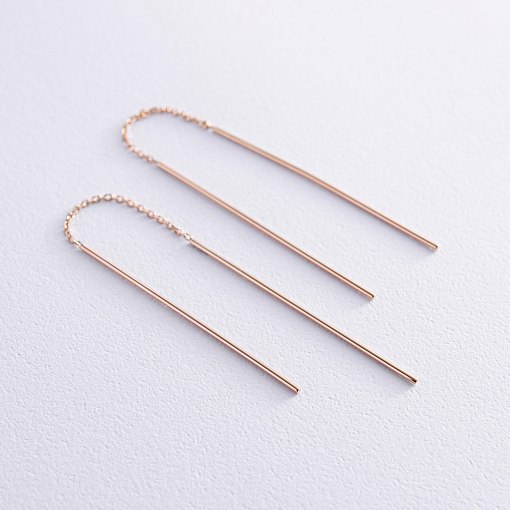 Серьги - протяжки в красном золоте с07908