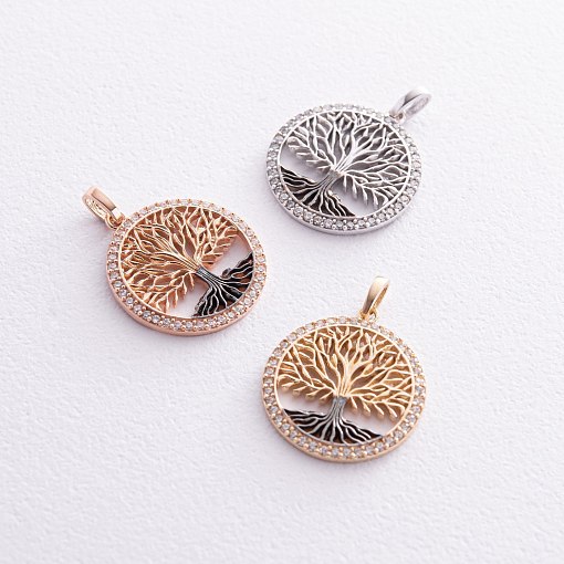 Кулон "Древо жизни" с фианитами (красное золото) п03830 3