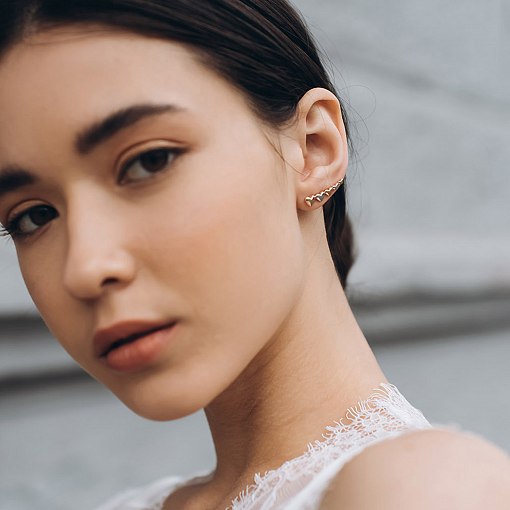 Золотые серьги - клаймберы "Сердечки" с06443 5