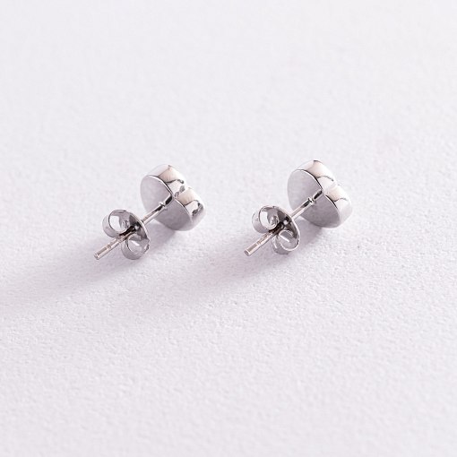 Золотые серьги - пусеты "Сердечки" с опалом с07745 4