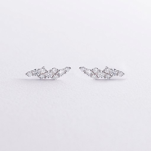 Серьги - пусеты "Carla" с фианитами (белое золото) с09129
