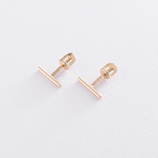 Золотые серьги-пусеты "Минимум" (круглые) с06752 2