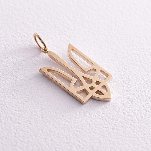 Кулон "Герб Украины - Тризуб" с бриллиантами (желтое золото) 129893121 4