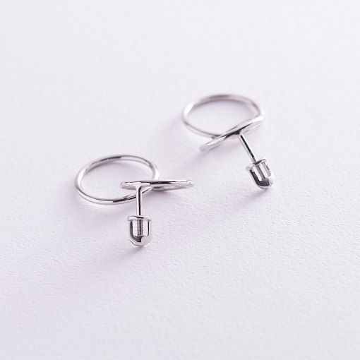 Серьги-пусеты "Кольца" в белом золоте с06980 3