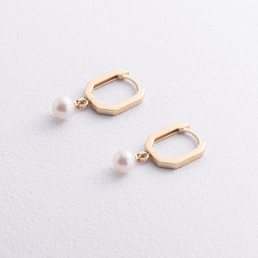 Серьги "Olimpia" с жемчугом (желтое золото) с09629 2