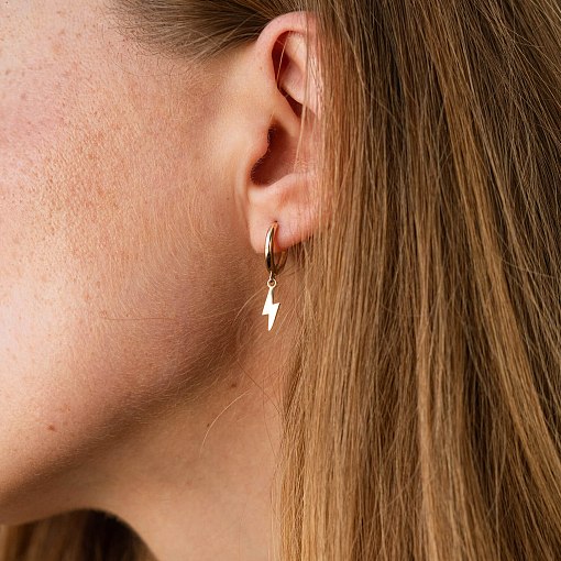 Серьги - кольца "Молнии" в желтом золоте с08067 2