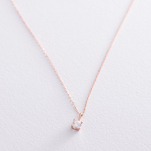 Кольє з фіанітом в червоному золоті кол01356