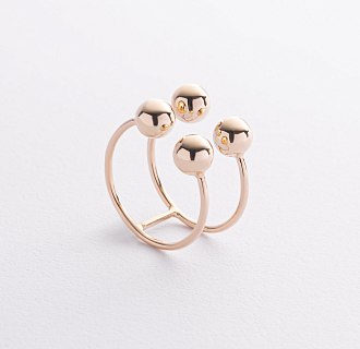 Двойное кольцо "Шарики" в желтом золоте к08292