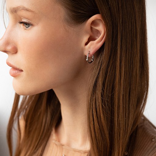 Серьги - кольца "Bamboo" в белом золоте с09110 2