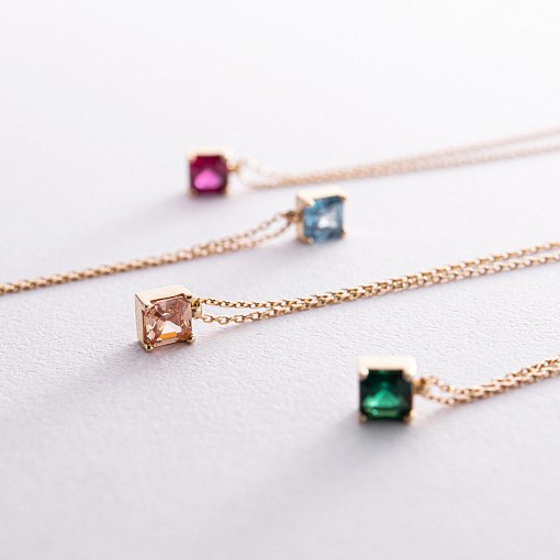 Золотое колье "Альма" (оранжевый фианит) кол02366 7