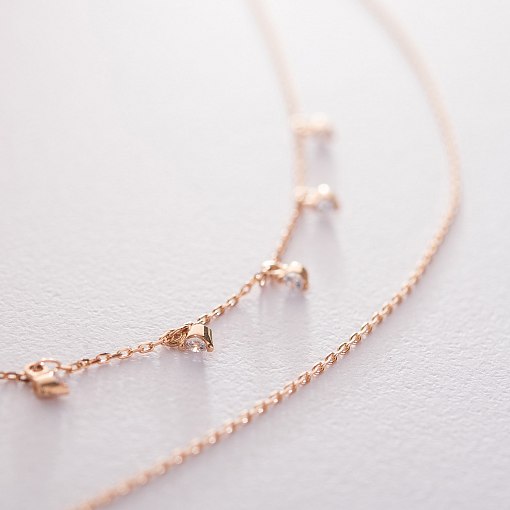 Двойное золотое колье "Монетки" с фианитами кол01405 3