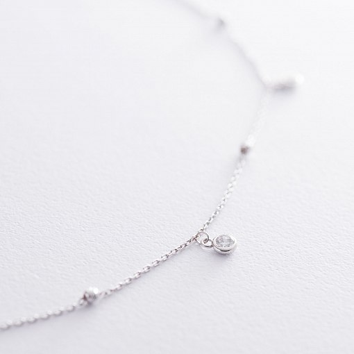 Кольє в білому золоті (фіаніти) кол01635 2