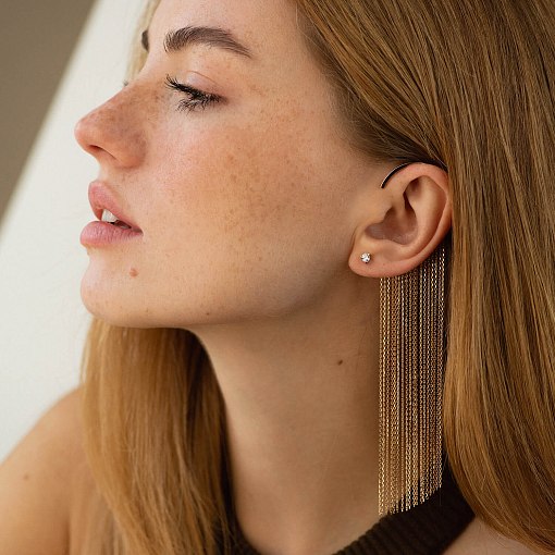 Серьга - каффа "Неповторимость" в красном золоте с07559 7