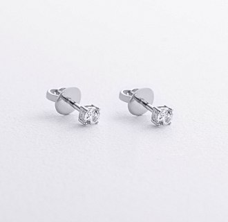 Сережки - пусети з фіанітами (біле золото) с09640 №2