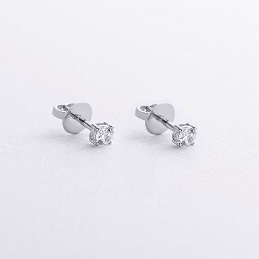 Серьги - пусеты с фианитами (белое золото) с09640 2