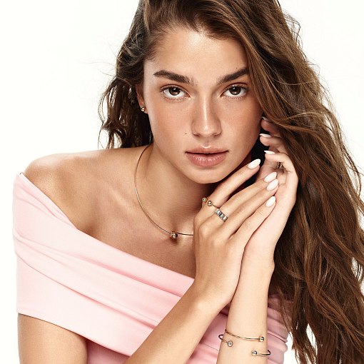 Жесткий браслет "Шарики" (красное золото) б05473 2