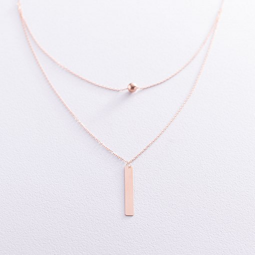 Колье с шариком в красном золоте (возможна гравировка) кол01718