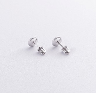 Сережки - пусети в золоті з блакитним топазом с06296 №4