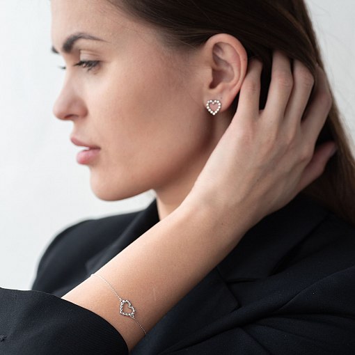 Браслет "Влюбленное сердце" в белом золоте б04469 6