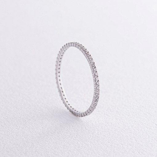 Каблучка з доріжкою діамантів (біле золото) 217771121