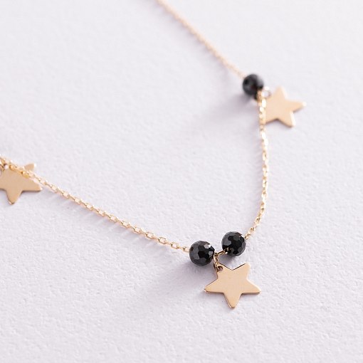 Золотой браслет "Звездочки" на ногу (фианиты) б04886 3