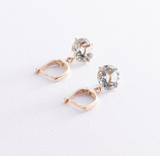 Серьги "Влечение" с фианитами в желтом золоте с05703f №2