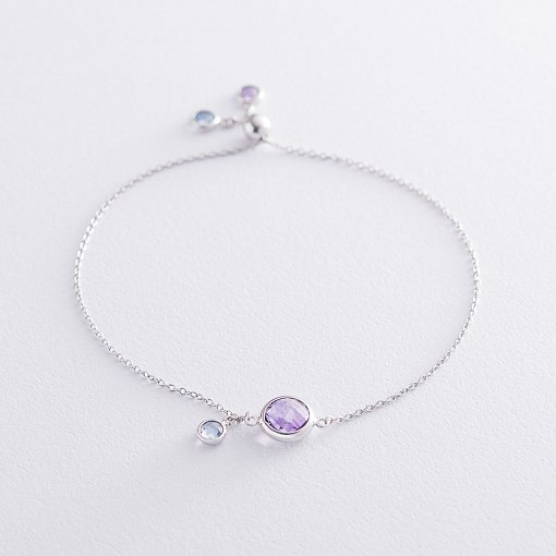 Золотой браслет (аметист, топаз) б04387