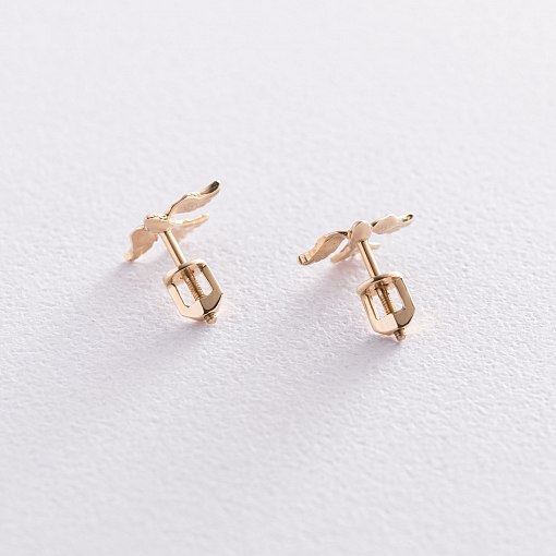 Серьги - пусеты "Птички" в желтом золоте с06923 3