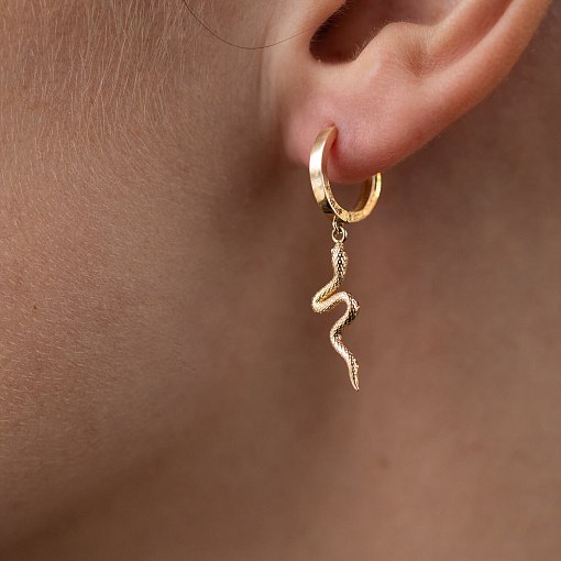 Серьги - кольца "Змеи" в желтом золоте с08022 5