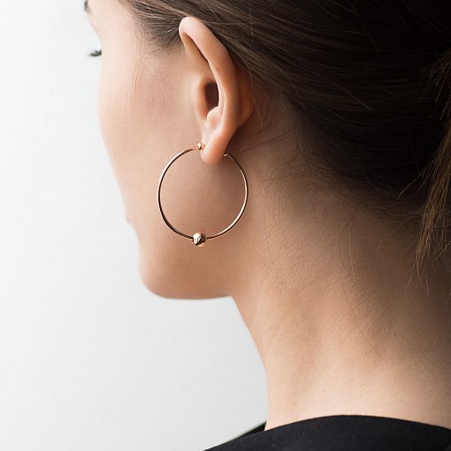 Серьги - кольца Гармония в красном золоте с06693 4