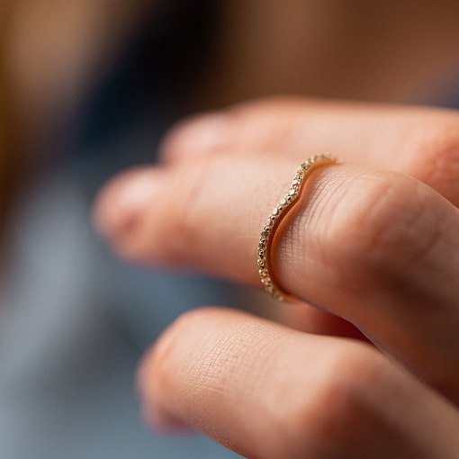 Кольцо "Особенное" с фианитами (желтое золото) к07467 12