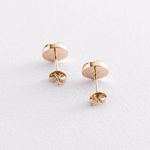 Золотые серьги-пусеты "Сияние" (синт. опал) 9 мм с07746 8