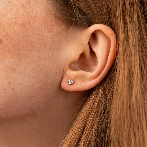 Моносерьга с фианитом (желтое золото) с09148 2