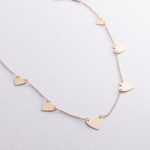 Золотое колье с сердечками кол01446 4