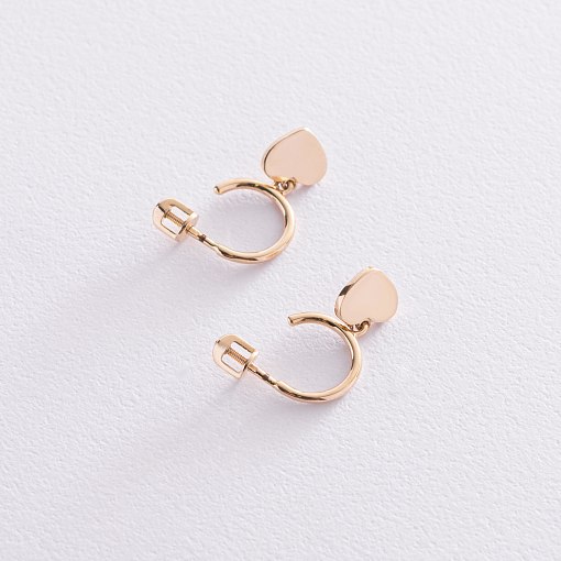 Золотые серьги - пусеты "Сердечки" с07393 9