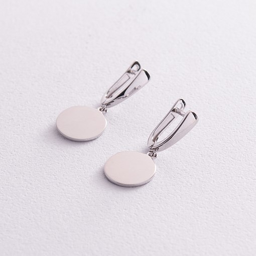 Серьги "Монетки" в белом золоте с07622 3