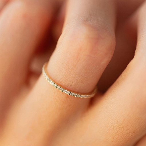 Каблучка з доріжкою діамантів (жовте золото) 217843121 5