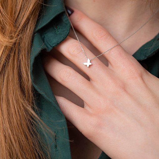 Колье "Бабочка" в белом золоте кол02148 2