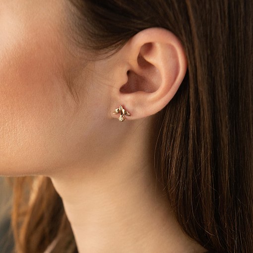 Золотые серьги - пусеты "Птички" с06888 2