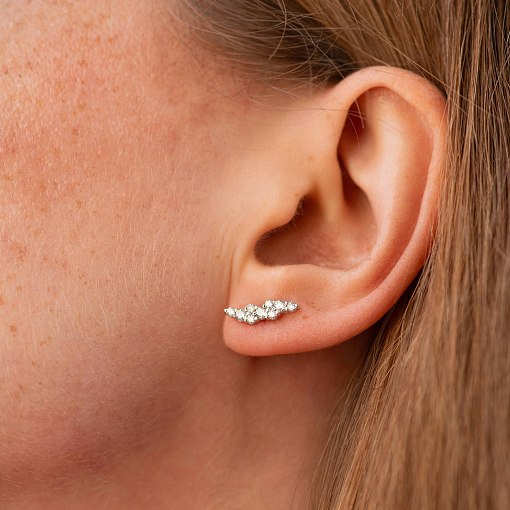 Серьги - пусеты "Carla" с фианитами (белое золото) с09129 2