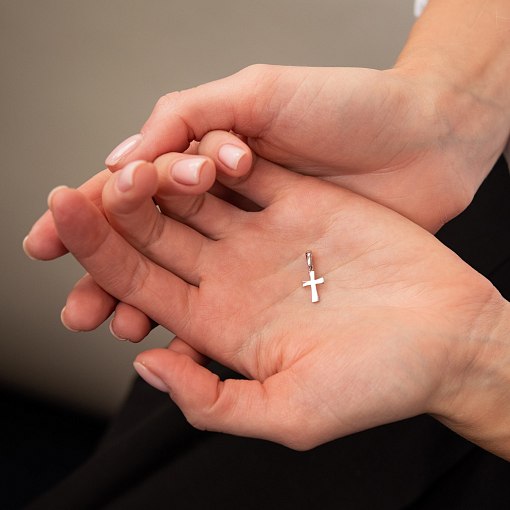 Крестик Вера в белом золоте п03161 2