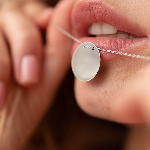 Колье "Монетка" в белом золоте (возможна гравировка) кол02277 6