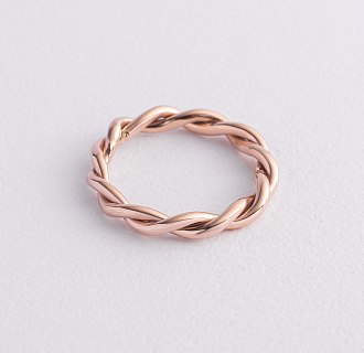 Кольцо "Переплетение" из красного золота к08356 №3