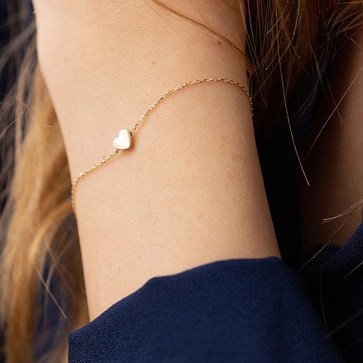 Браслет "Сердечко" в желтом золоте б05185 2