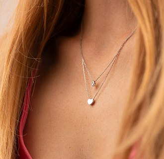 Колье "Сердце" с фианитом (белое золото) кол02567 №2